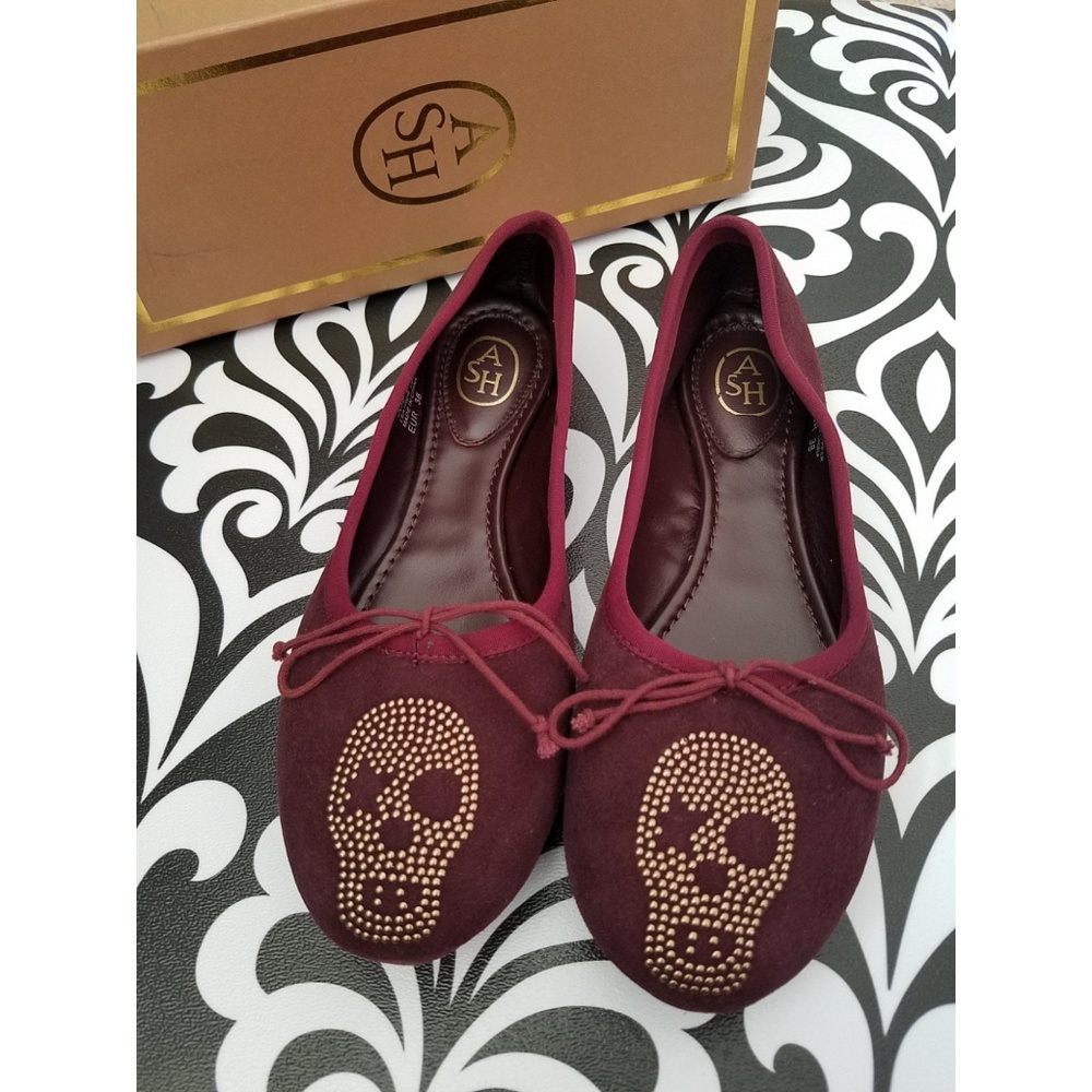 HALF OFF Sale ASH Genuine Suede Skull Ballet Flats